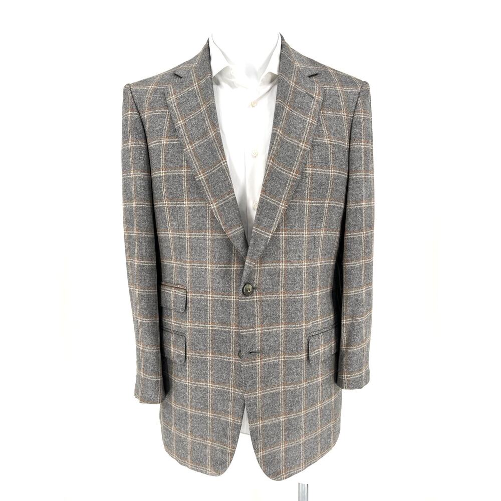 Sartoria Castangia Grey Windowpane Silk Cashmere Sport Coat - Size 54IT (44US)